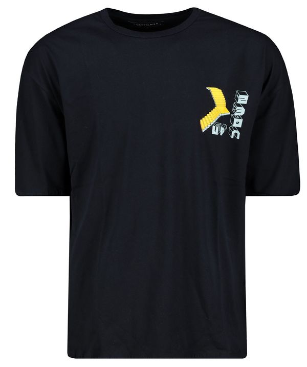 Trendyol Trendyol флот синьо мъжки извънгабаритни/широко нарязани екипажа врата геометричен печат 100% памук тениска