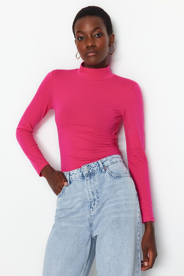 Trendyol Trendyol Fuchsia Turtleneck Snap Knitted Bodysuit