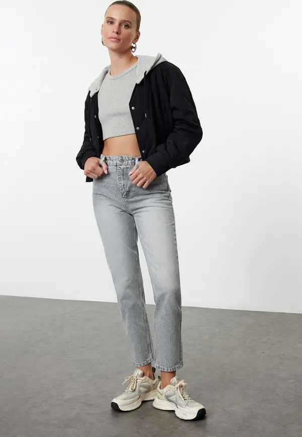 Trendyol Trendyol Gray High Waist Mom Jeans