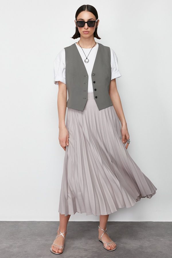 Trendyol Trendyol Gray Pleated Woven Skirt
