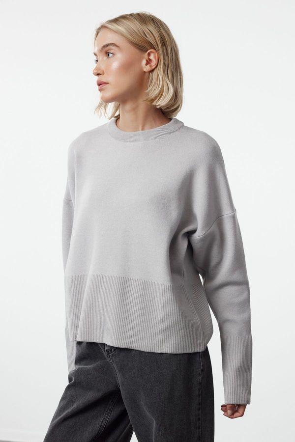 Trendyol Trendyol Gray Premium Yarn/Special Yarn Soft Textured Knitwear Sweater