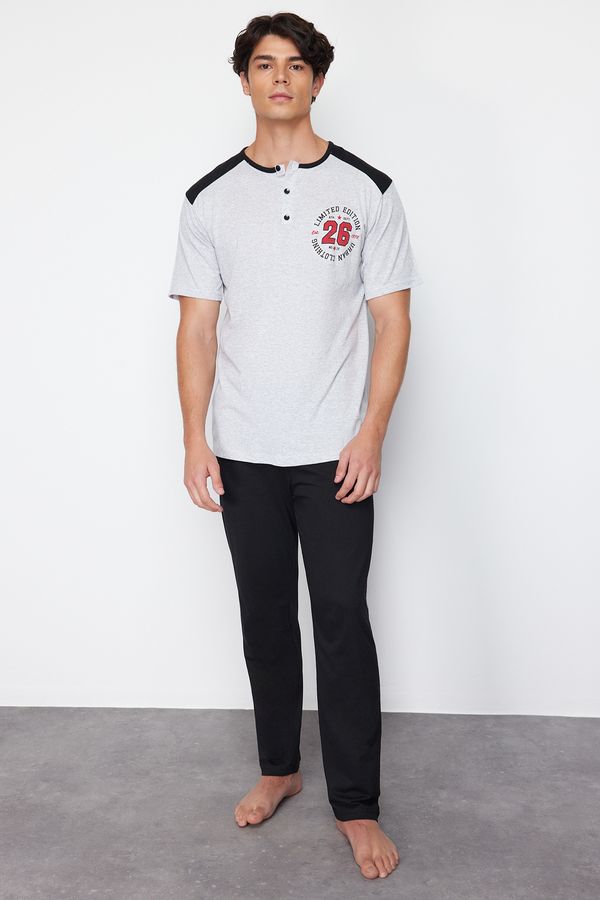 Trendyol Trendyol Gray Regular Fit Knitted Pajama Set