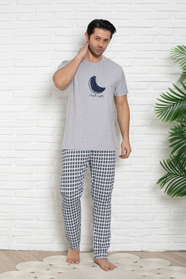 Trendyol Trendyol Gray Regular Fit Plaid Knitted Pajama Set