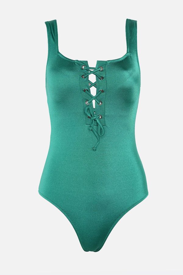 Trendyol Trendyol Green Eyelet and Tie Detailed Swimsuit