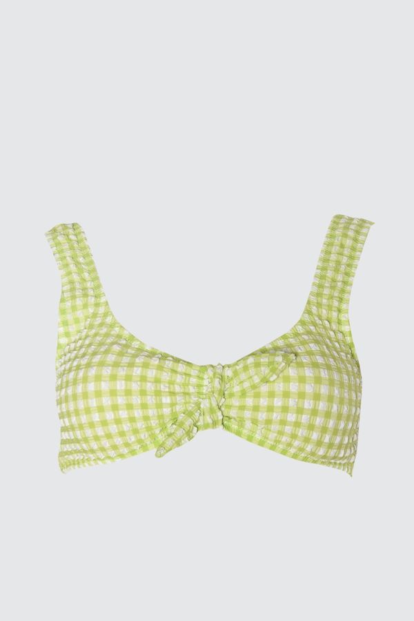 Trendyol Trendyol Green Textured Tie Detailed Bikini Top