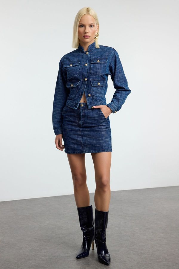 Trendyol Trendyol Indigo Effect High Waist Mini Denim Skirt