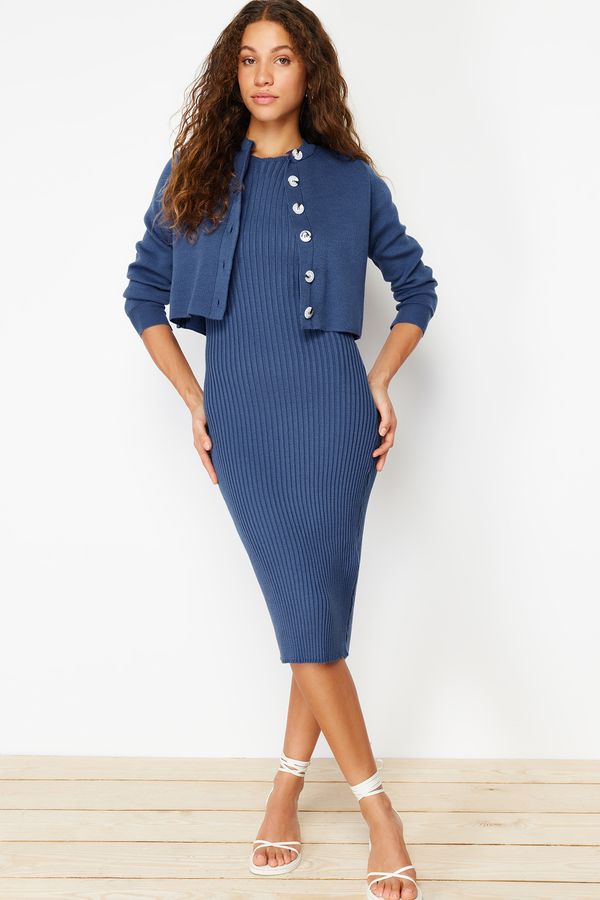 Trendyol Trendyol Indigo Knitwear Midi Dress