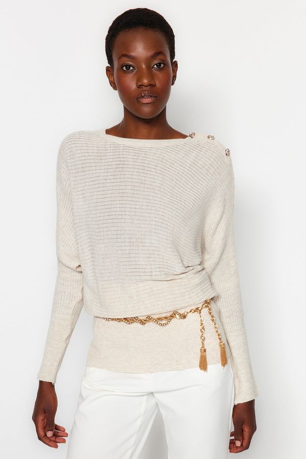 Trendyol Trendyol камък бутон подробни трикотаж пуловер