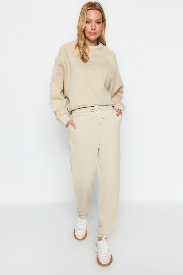 Trendyol Trendyol камък хлабав джогър нормална талия дебели трикотажни sweatpants