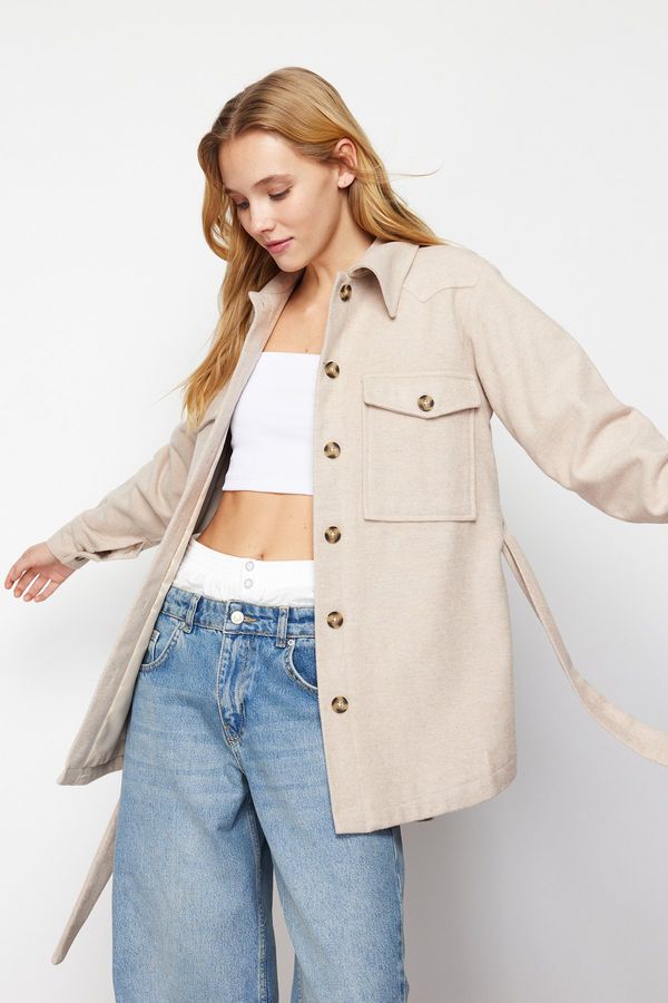 Trendyol Trendyol камък колан щампован яке палто