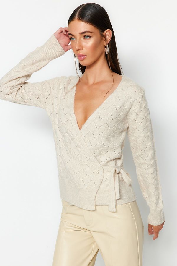 Trendyol Trendyol камък мека текстура двуреден яка трикотаж пуловер