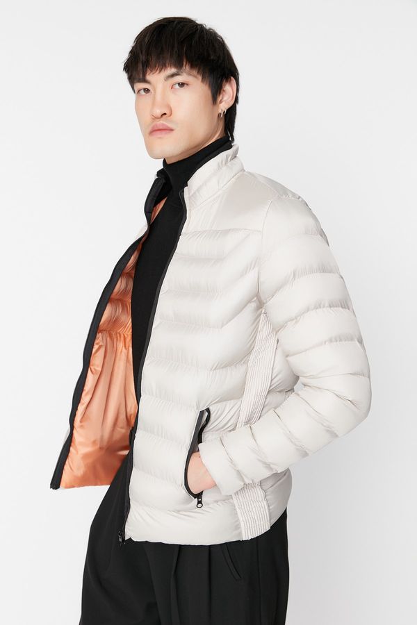 Trendyol Trendyol камък мъжки редовни годни стоящи яка подпухнали ветроупорен палто.