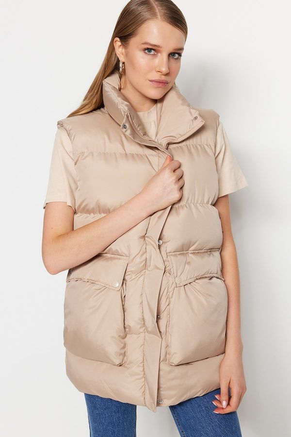 Trendyol Trendyol камъни широко нарязани извънгабаритни стоящи яка надуваеми жилетка