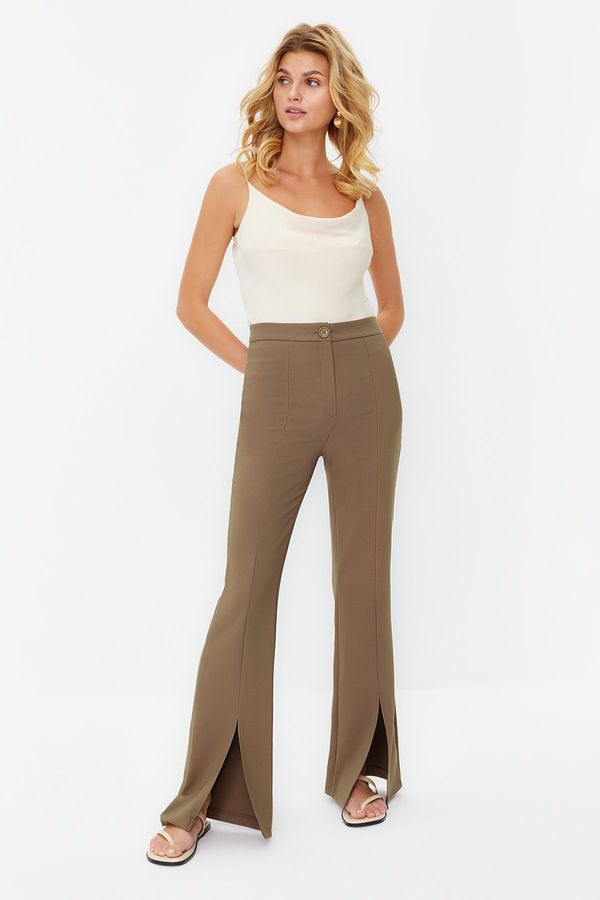 Trendyol Trendyol Khaki Flare Slit Detailed Woven Trousers