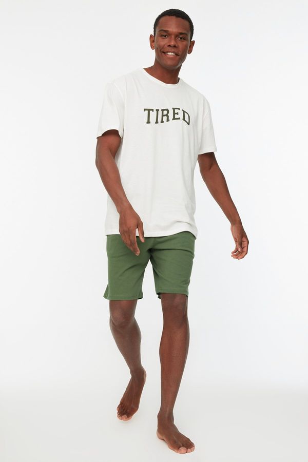 Trendyol Trendyol Khaki Knitted Shorts Pajamas Set