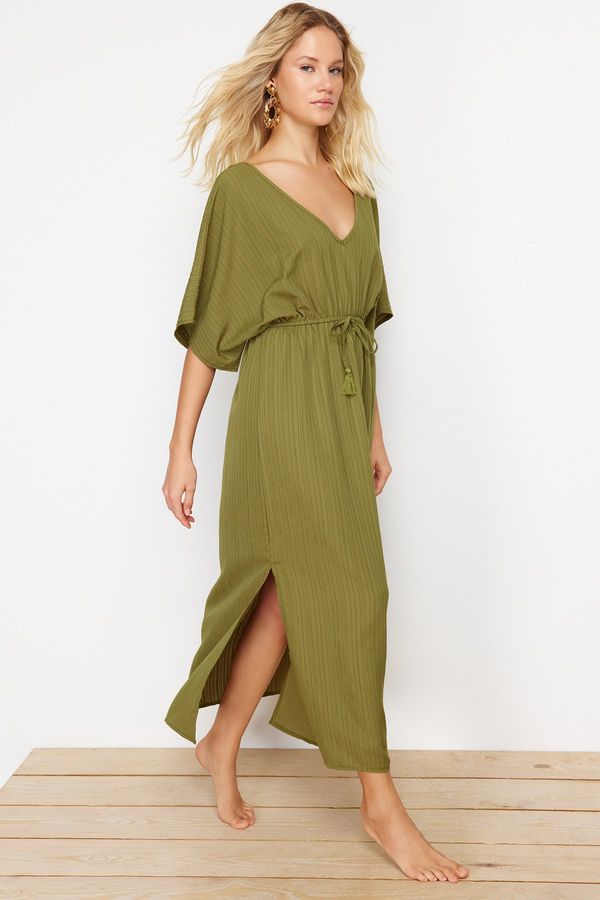 Trendyol Trendyol Khaki Maxi Woven Tie-Up Beach Dress