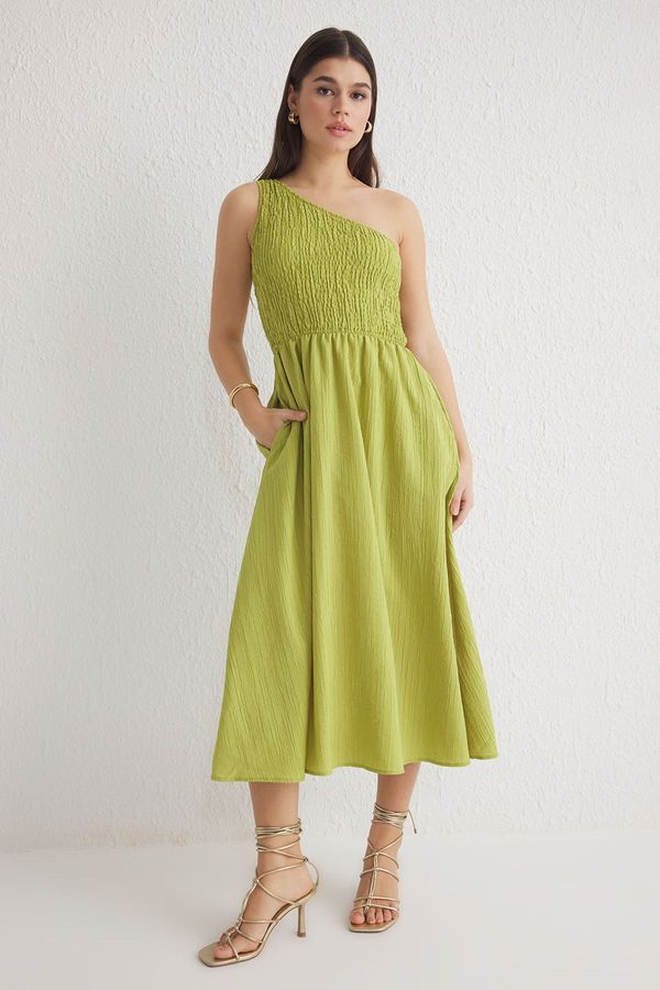 Trendyol Trendyol Khaki Plain Gipel Midi Woven Dress