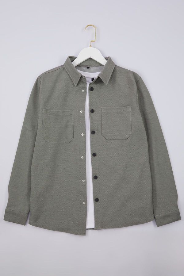 Trendyol Trendyol Khaki Regular Fit Knitted Casual Winter Shirt Jacket