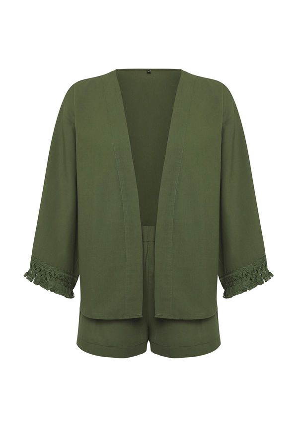 Trendyol Trendyol Khaki Tassel Kimono Shorts Set