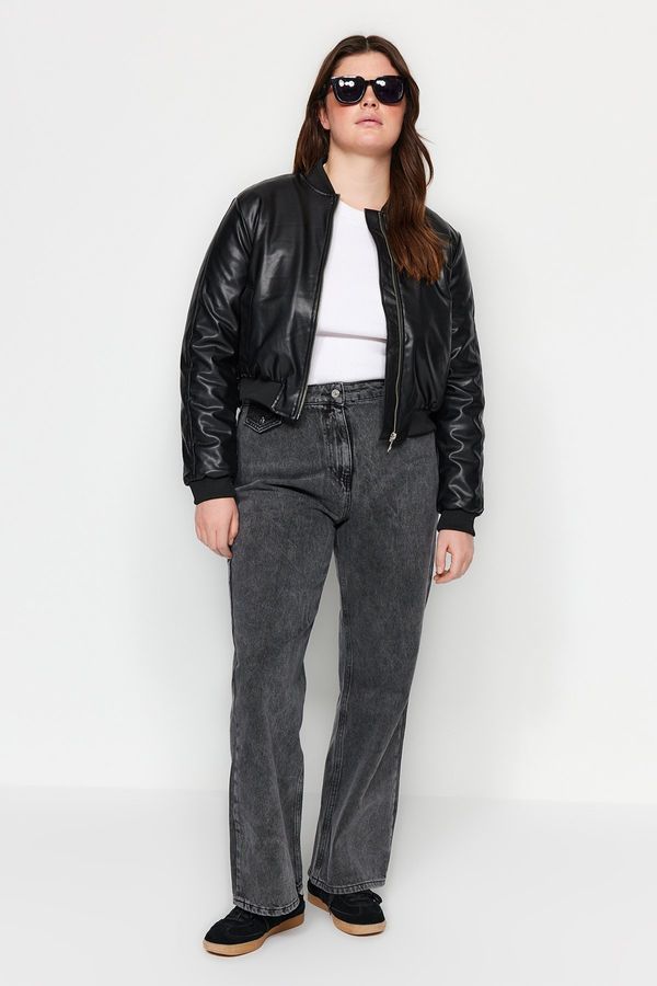 Trendyol Trendyol крива антрацит широк нарязани дънки