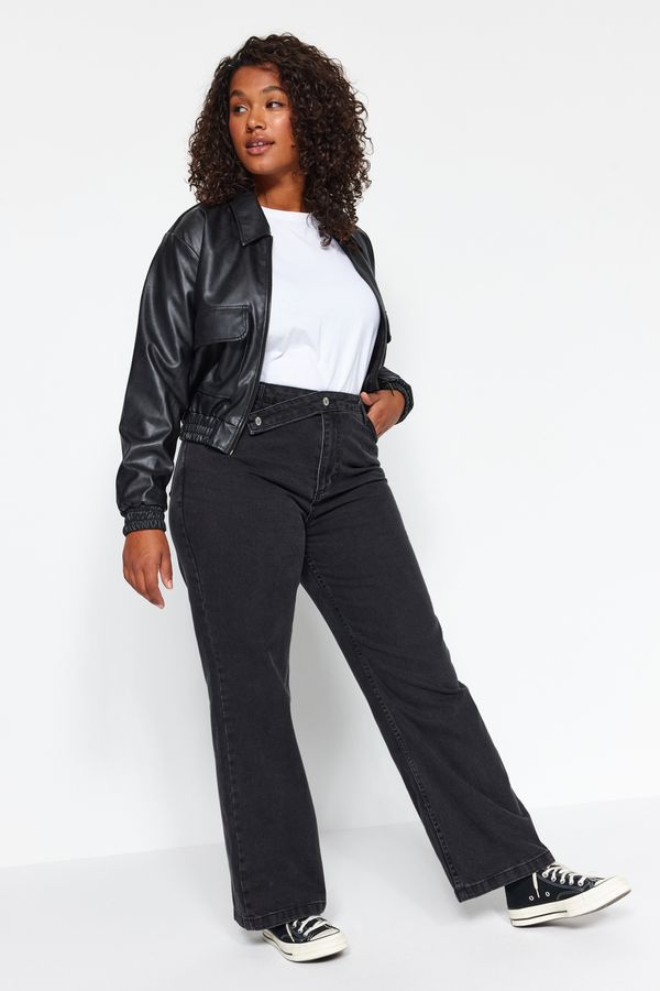 Trendyol Trendyol крива антрацит широк нарязани дънки