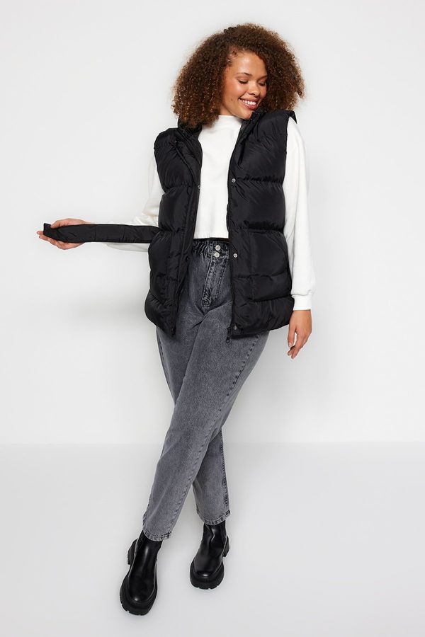 Trendyol Trendyol крива черен колан с качулка надуваема жилетка