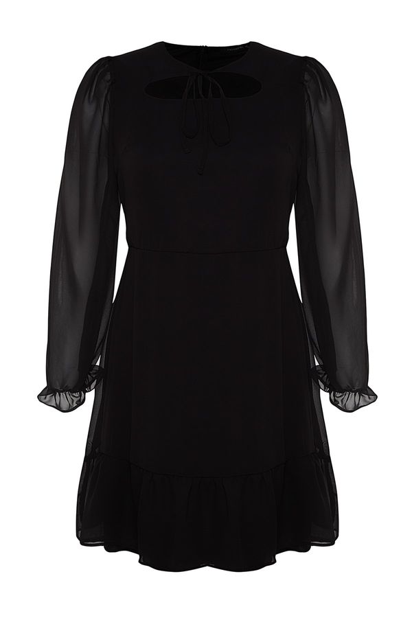 Trendyol Trendyol крива черен обикновен скейтър мини тъкани рокля