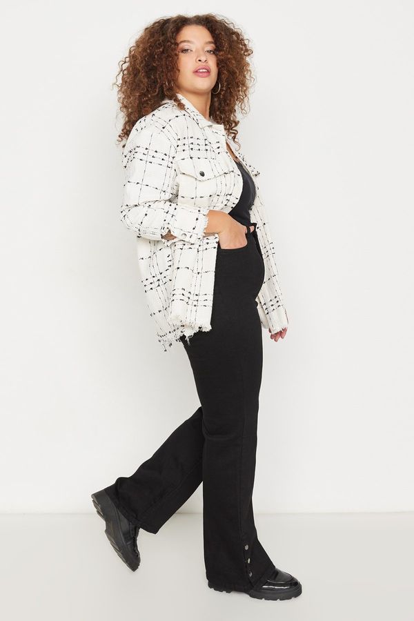 Trendyol Trendyol крива черен висока талия крак щракне Flare дънки