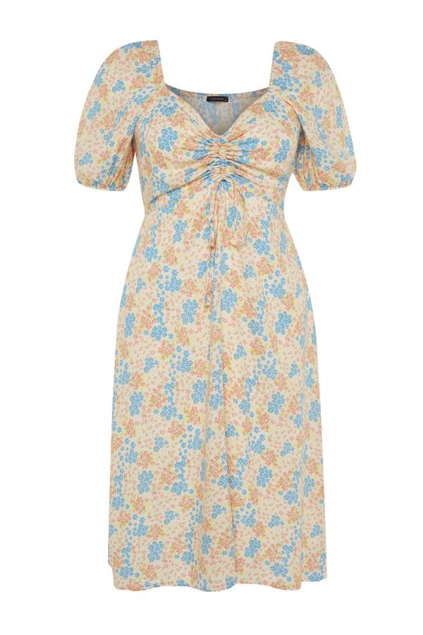 Trendyol Trendyol крива многоцветен цветен печат тъкани рокля