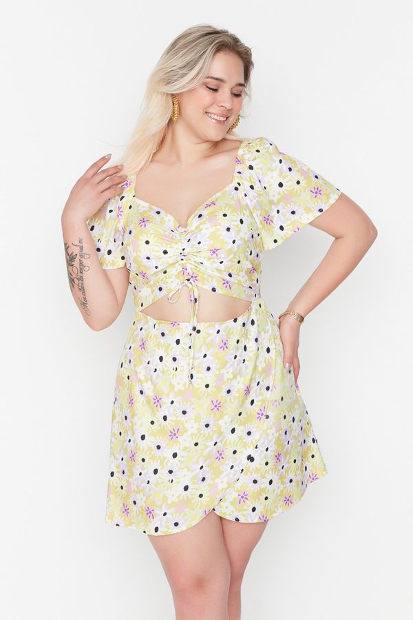 Trendyol Trendyol крива многоцветен силует подробни тъкани рокля