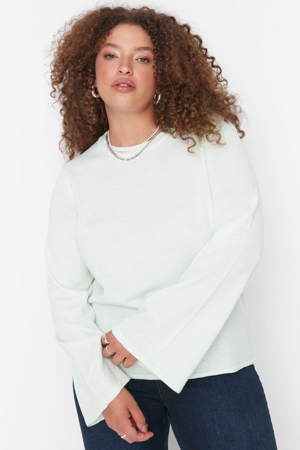 Trendyol Trendyol крива отворен мента испански ръкав трикотаж пуловер