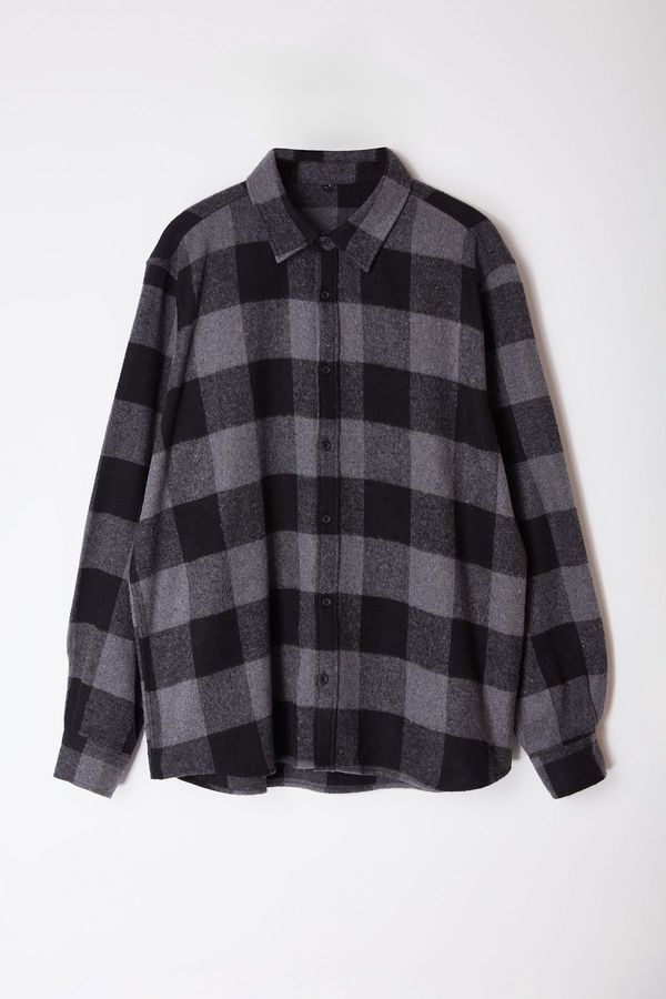 Trendyol Trendyol Large Size Black Winter Checkered Lumberjack Shirt