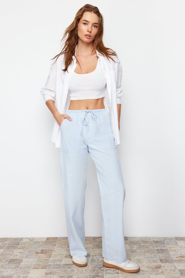 Trendyol Trendyol Light Blue Elastic Waist Chambre High Waist Wide Leg Jeans