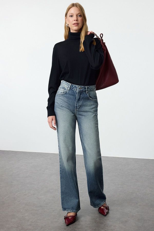 Trendyol Trendyol Light Blue High Waist Wide Leg Jeans