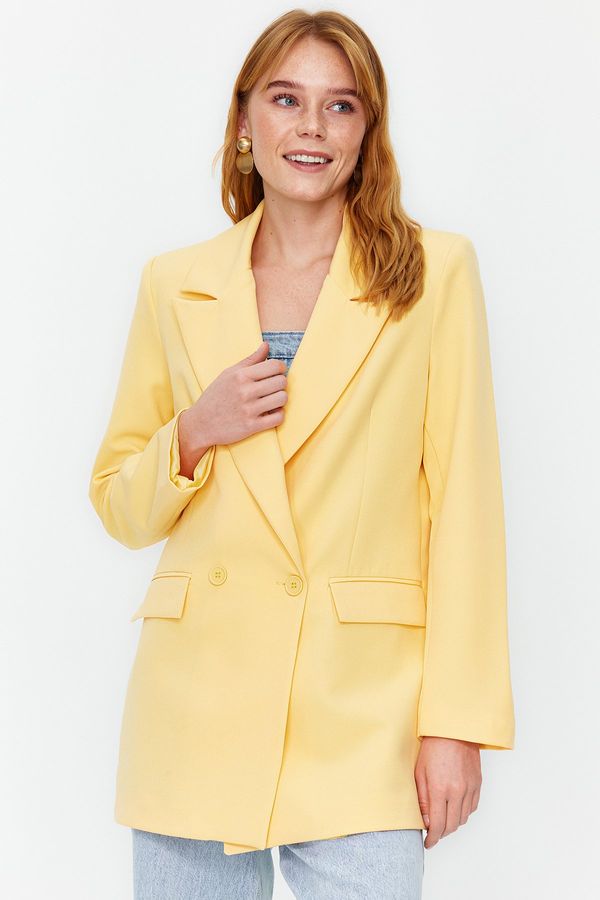 Trendyol Trendyol Light Orange Regular Lined Woven Double Breasted Closure Blazer Jacket