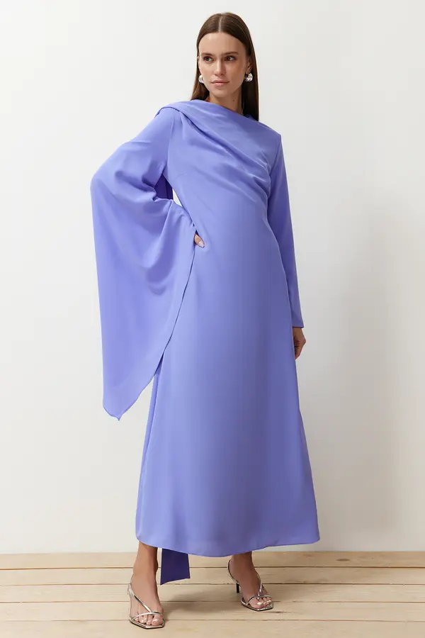 Trendyol Trendyol Lilac Shawl Detailed Lined Evening Dress