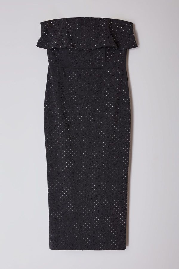 Trendyol Trendyol Limited Edition Anthracite Stone Printed Stylish Evening Dress