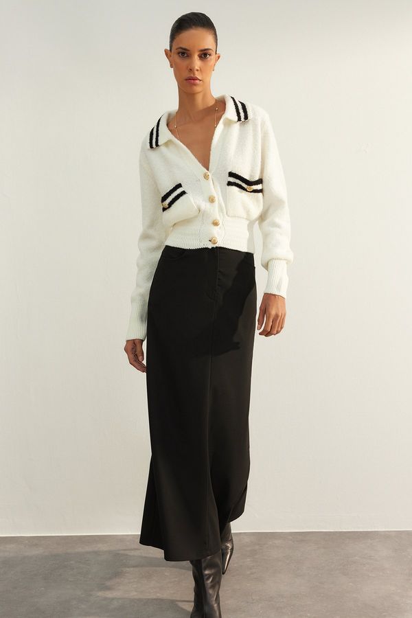 Trendyol Trendyol Limited Edition Ecru Bouclete Цветен блок Трикотажна жилетка