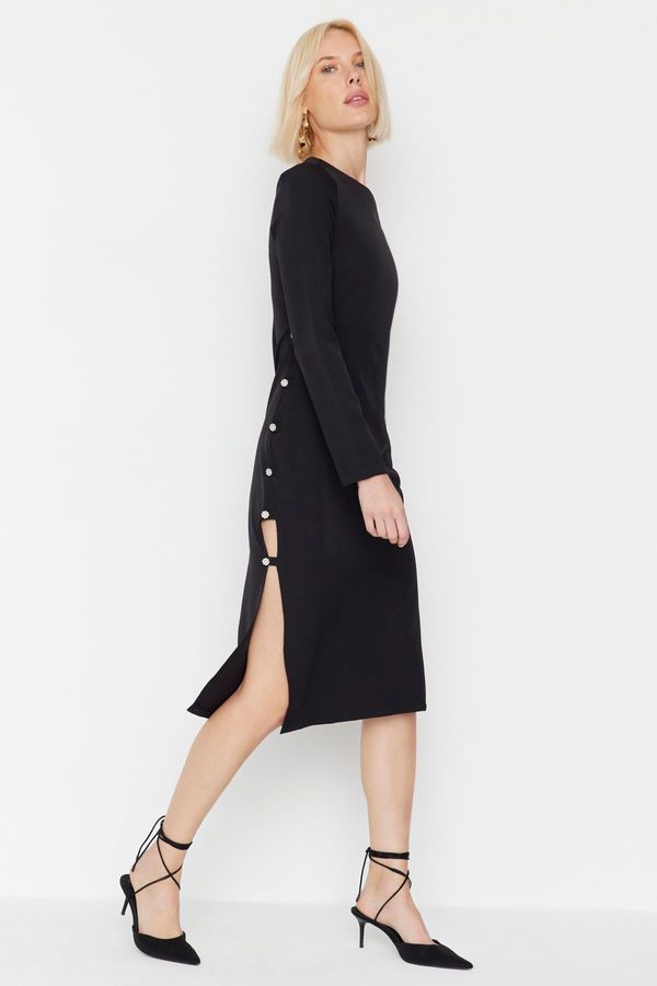 Trendyol Trendyol лимитирана серия черна цепка подробна рокля