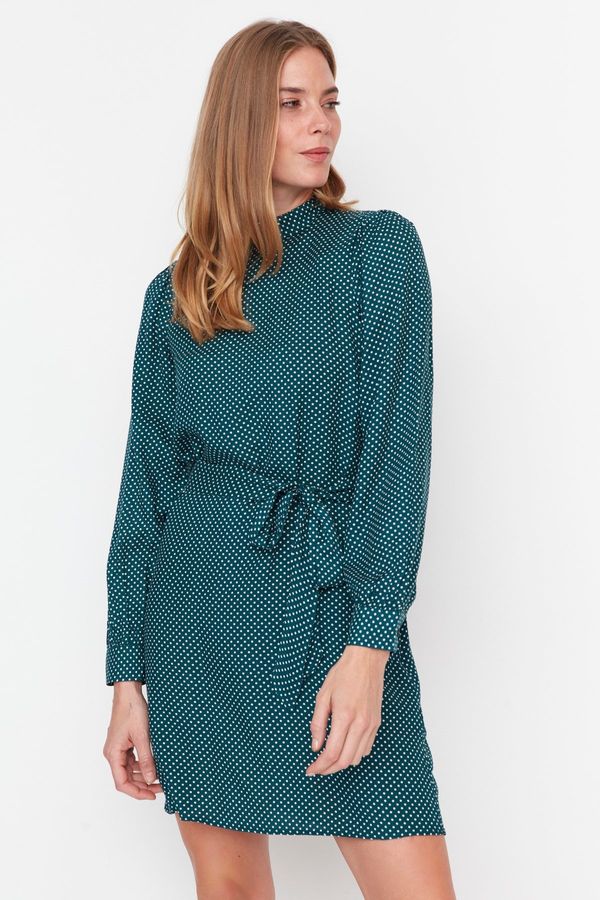 Trendyol Trendyol масло колан полка точка тъкани рокля
