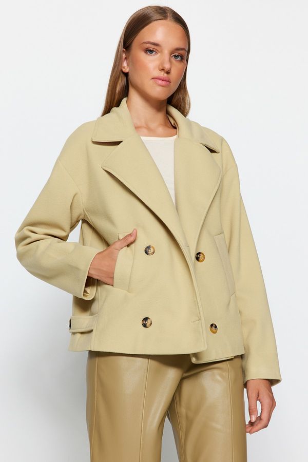 Trendyol Trendyol мента извънгабаритни широк нарязани щампован палто