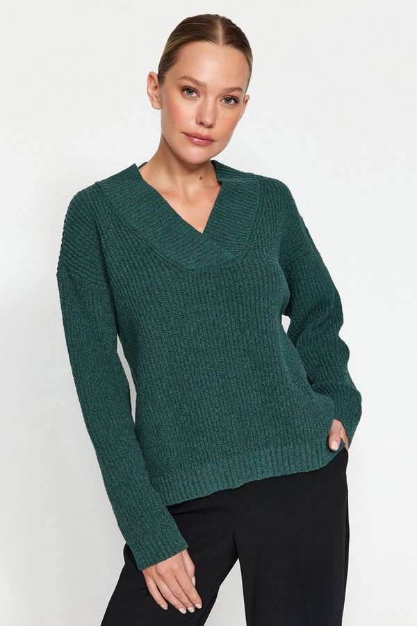 Trendyol Trendyol мента по-устойчиви v-образно деколте трикотаж пуловер