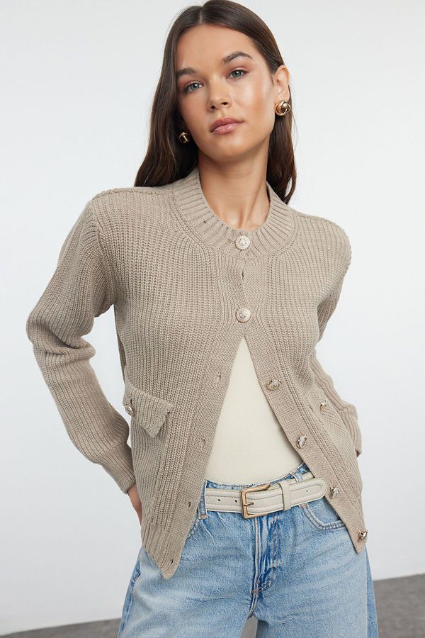 Trendyol Trendyol Mink Crew Neck Knitwear Cardigan
