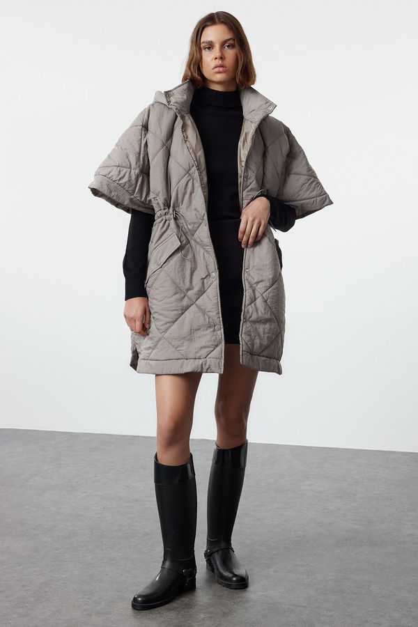 Trendyol Trendyol Mink Oversize Poncho Quilted Coat