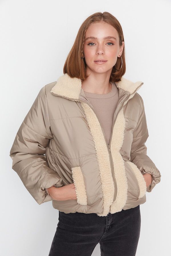 Trendyol Trendyol Mink Oversized Collar Plush Detailed Puffy Coat