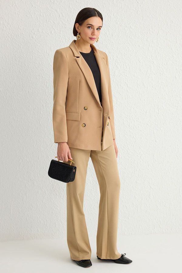 Trendyol Trendyol Mink Regular Lined Double Breasted Closed Woven Blazer Jacket