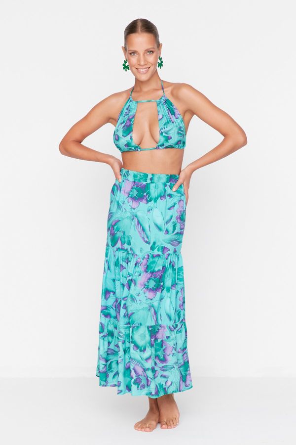 Trendyol Trendyol Mint Floral Pattern Beach Top-Top Team