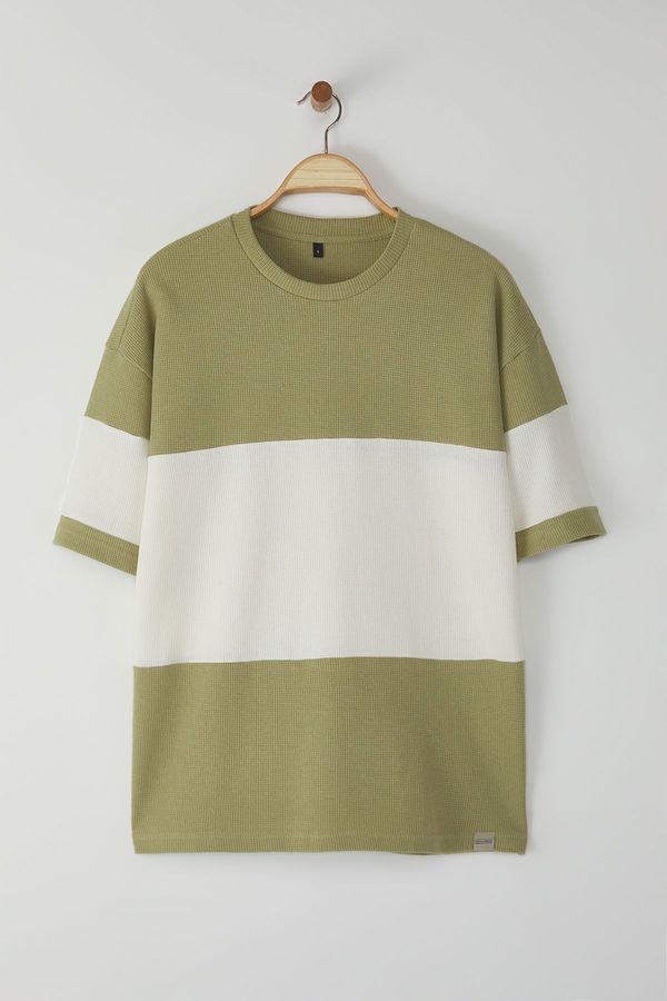 Trendyol Trendyol Mint Oversize/Wide Cut Color Block Textured T-shirt