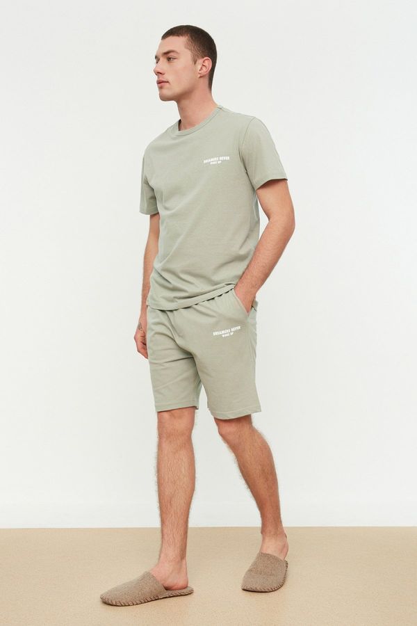 Trendyol Trendyol Mint Regular Fit Printed Shorts Pajamas Set