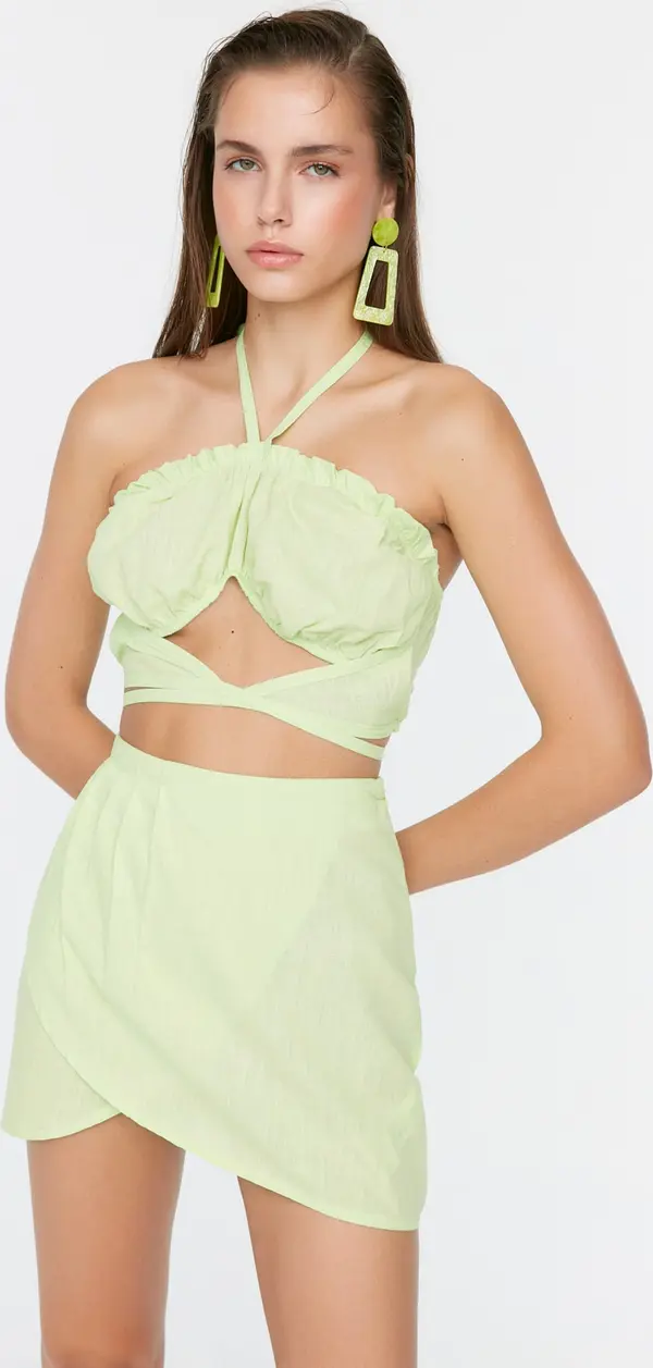 Trendyol Trendyol Mint Tie Beach Top-Upper Set